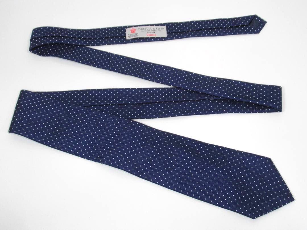 TURNBULL&ASSER ターンブル＆アッサー ネクタイ ドット柄 ネイビー