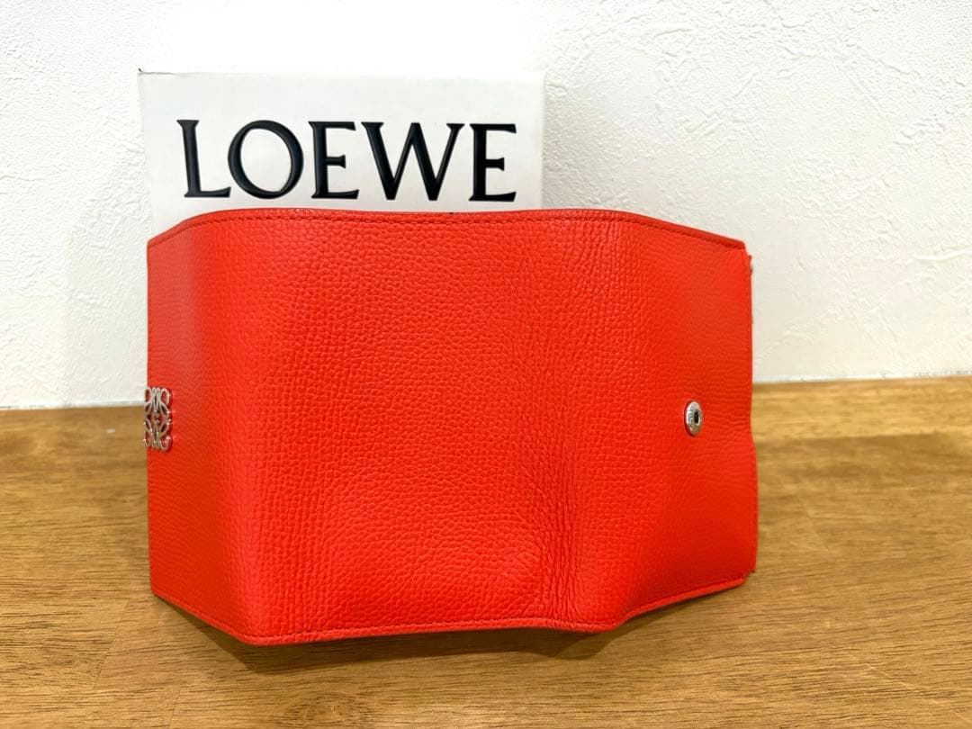 【美品】LOEWE ロエベ アナグラム 三つ折り財布 オレンジ