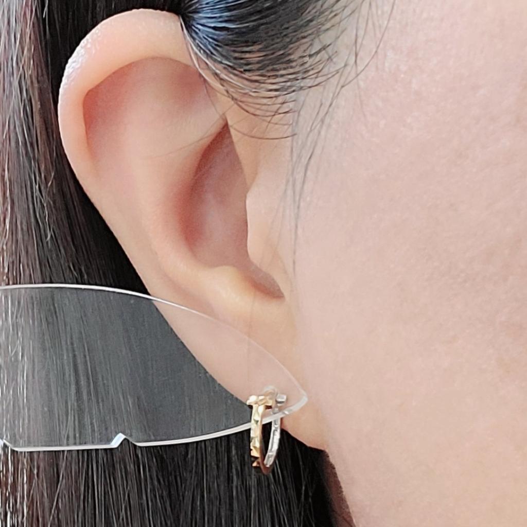 アッキー K18 YG WG フープピアス 中折れ式 コンビカラー