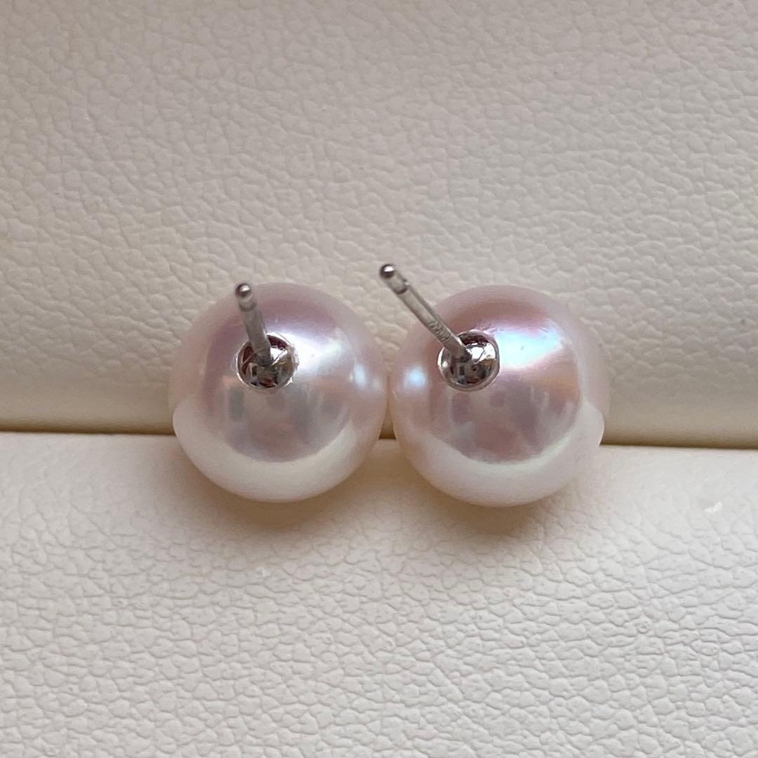 2043 あこや真珠　Pt900 8.5-9mm パールピアス　Aly手作