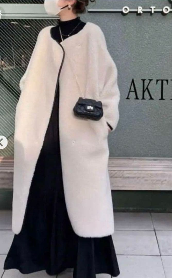 AKTE ロングボアコート　ホワイト　アイボリー