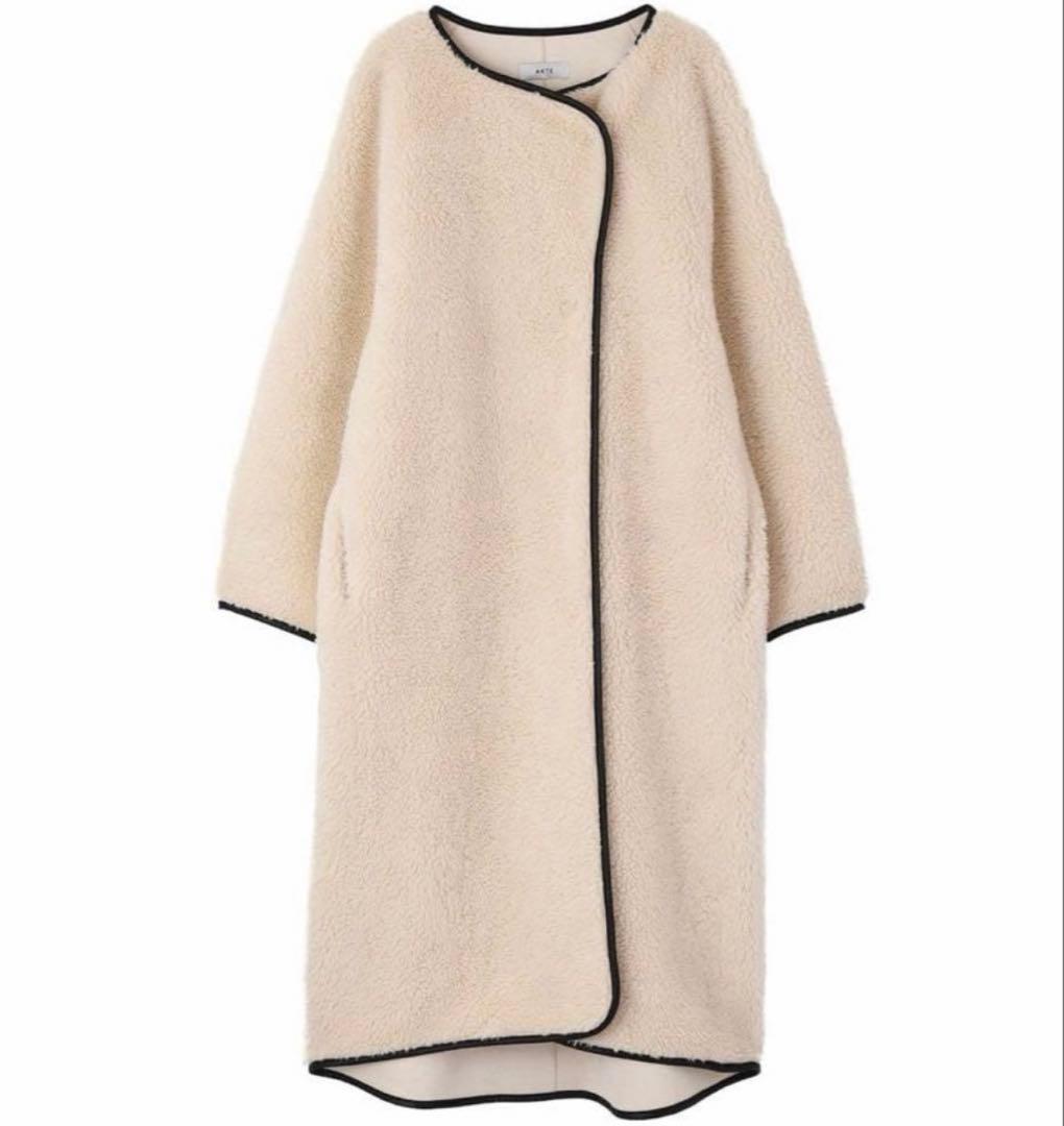 AKTE ロングボアコート　ホワイト　アイボリー