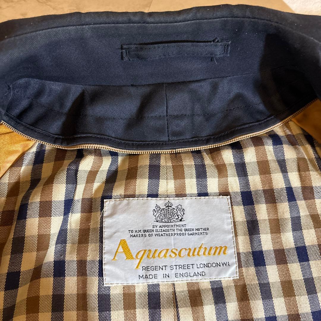 【美品】80s アクアスキュータム トレンチコート vintage 古着　紺