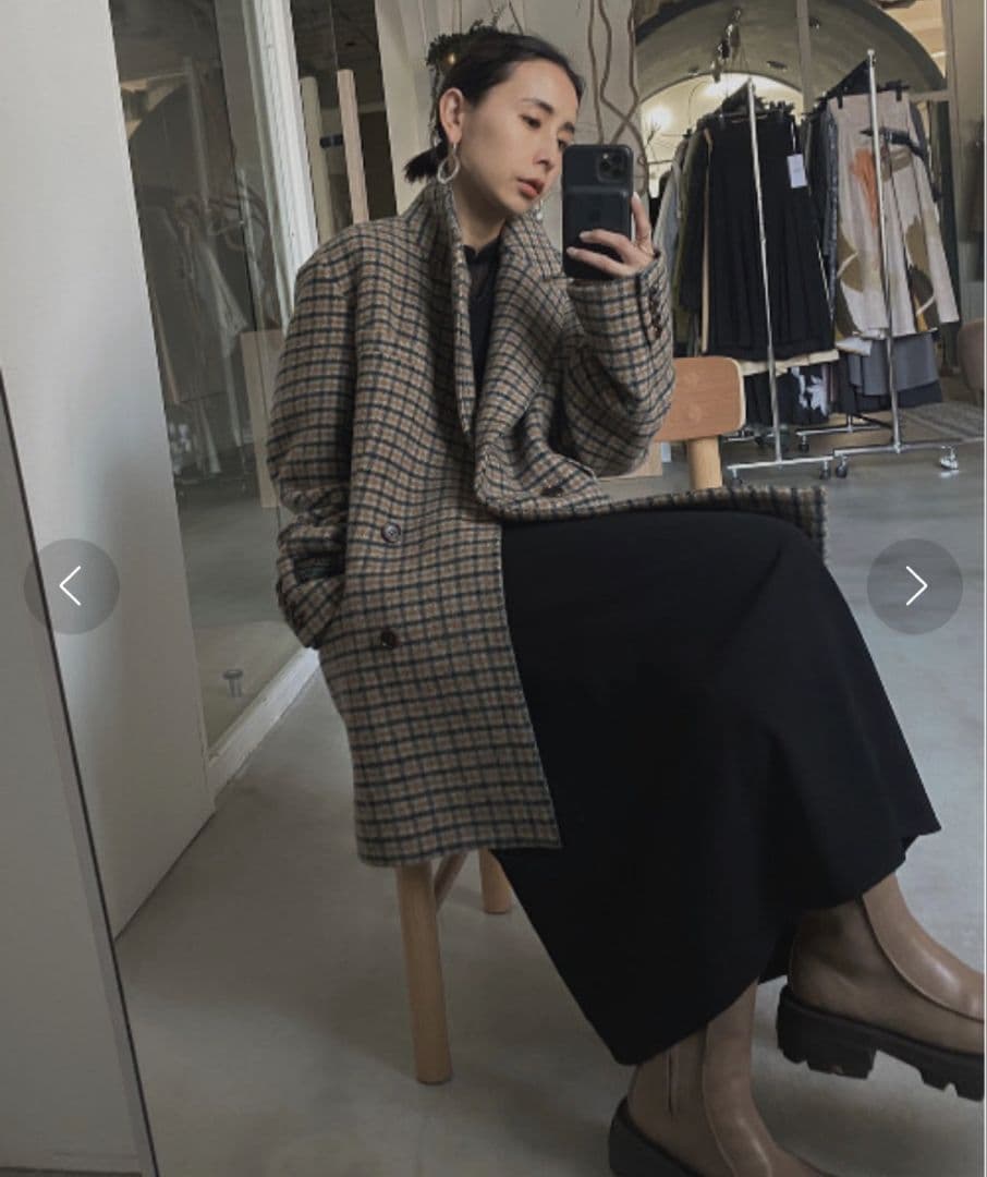 Ameri　CHECK ECO WOOL BIG JACKET