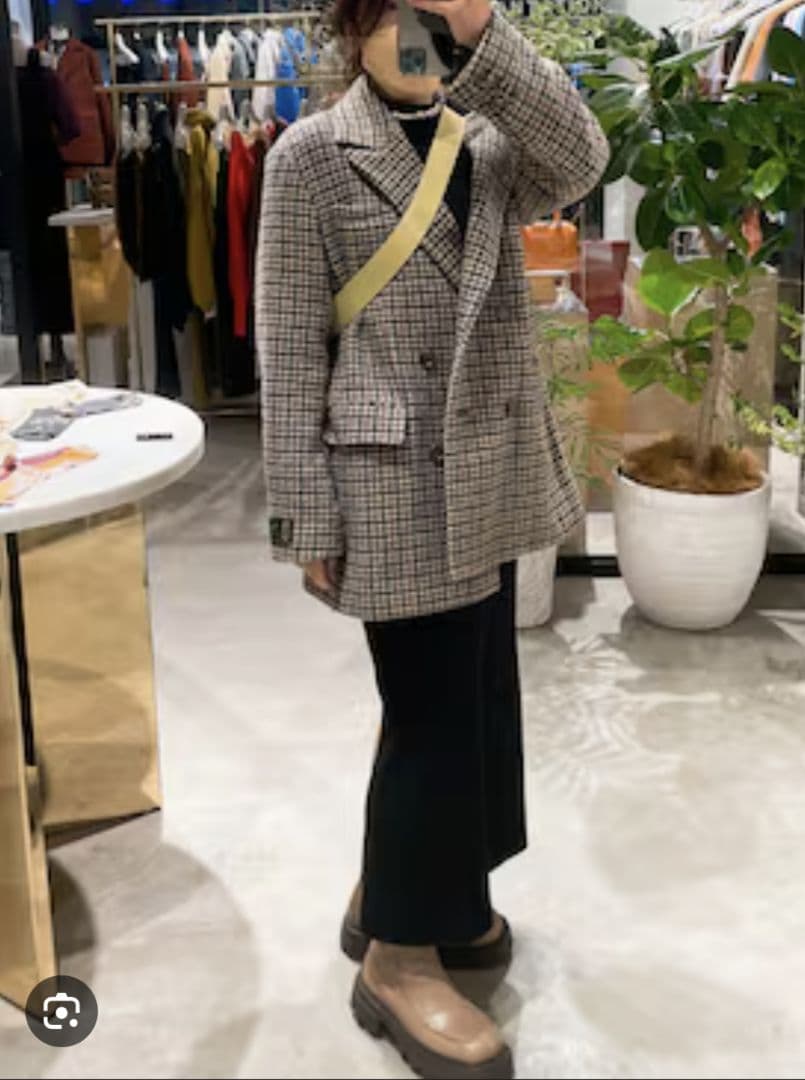 Ameri　CHECK ECO WOOL BIG JACKET