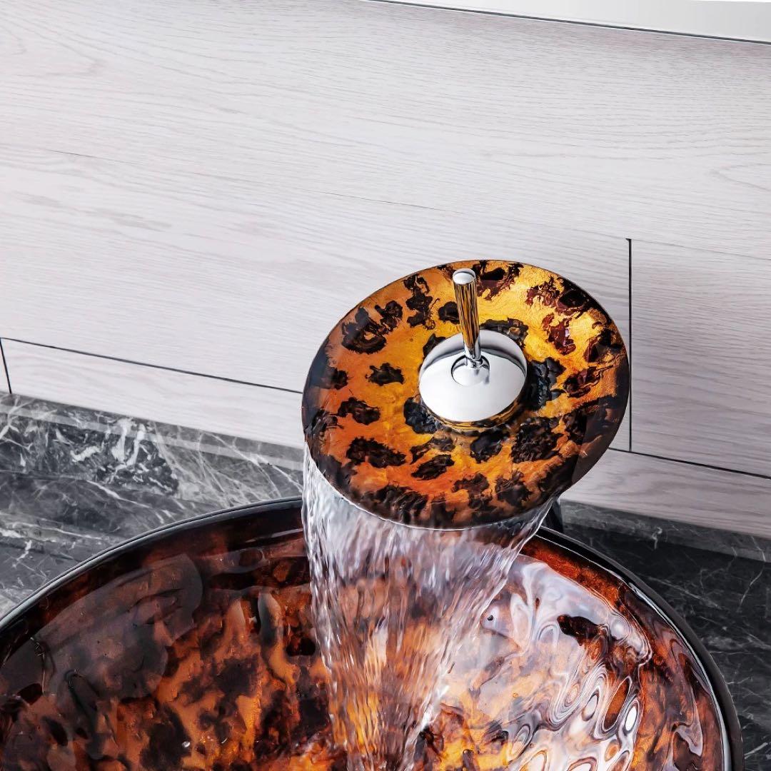 洗面ボウルセット 手水鉢 手洗器手洗い鉢 洗面器 蛇口 排水金具付き 強化ガラス