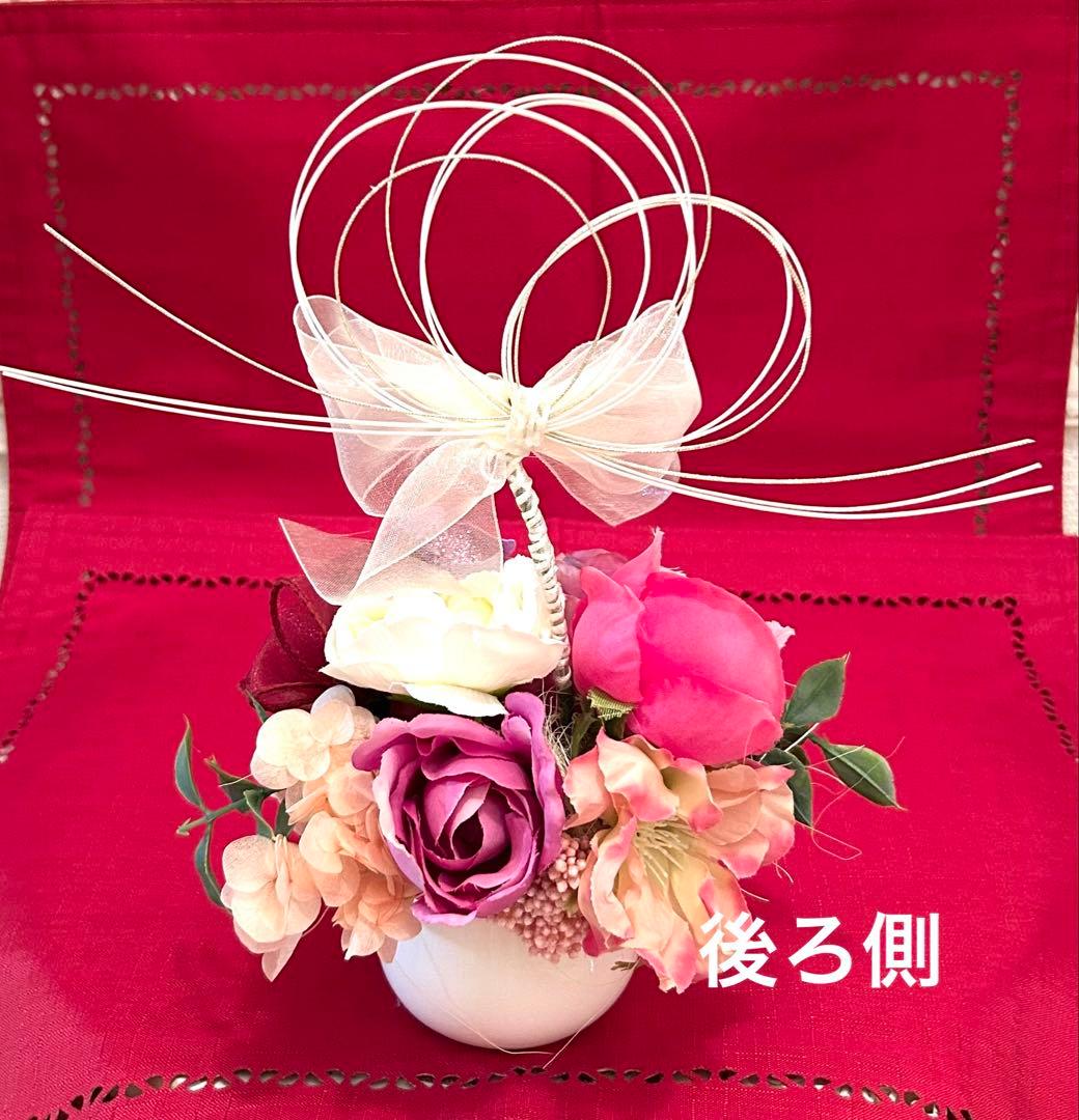 «846»◤完売◢♥️感謝祭♥️フラワーオブジェ*薔薇*紫陽花*小鳥*パープル