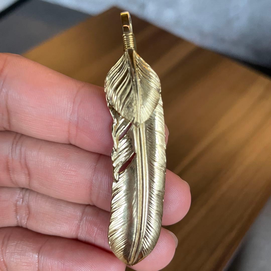 全金 上金 右 フェザー ネックレス トップ ハート ハンドメイド ノーブランド