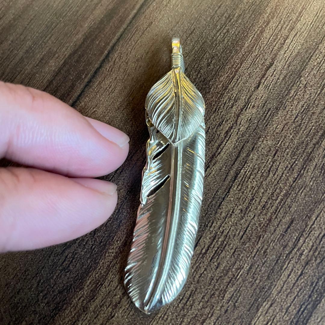 全金 上金 右 フェザー ネックレス トップ ハート ハンドメイド ノーブランド