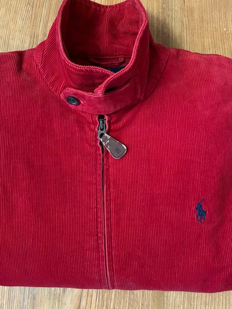 レア　　ラルフローレン　レッド コーデュロイ ジップアップジャケット