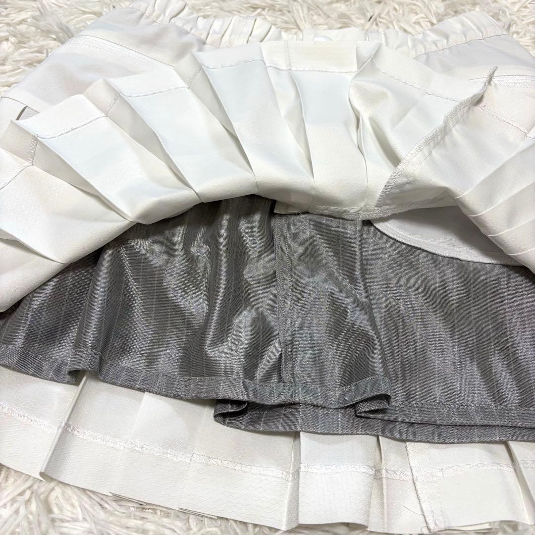 最新作 パーリーゲイツ スカート プリーツ ホワイト 蓄熱 ショート