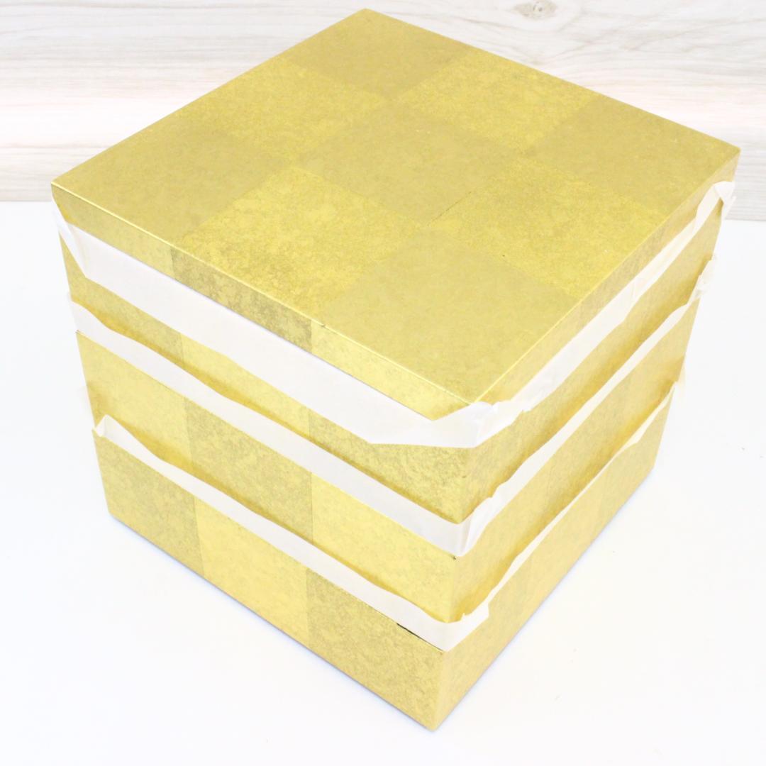 ◇開封済み未使用品 箔一皿グラスお重まとめセット 吟醸グラス 箸置き 三段重