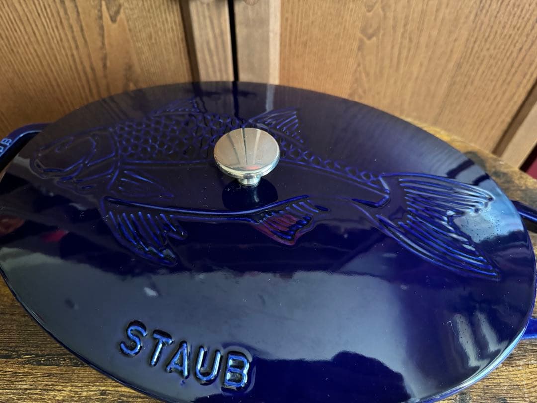 Staubストウブ　フィッシュシグネチャーオーバルホットプレート　グランブルー