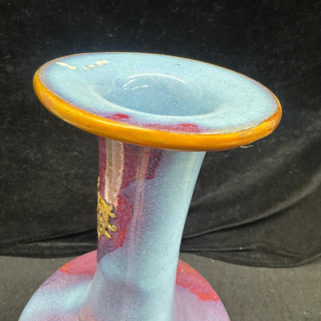 旧家蔵出古美術 宋 古陶磁器 鈞窯 花釉 流金龍紋 花瓶