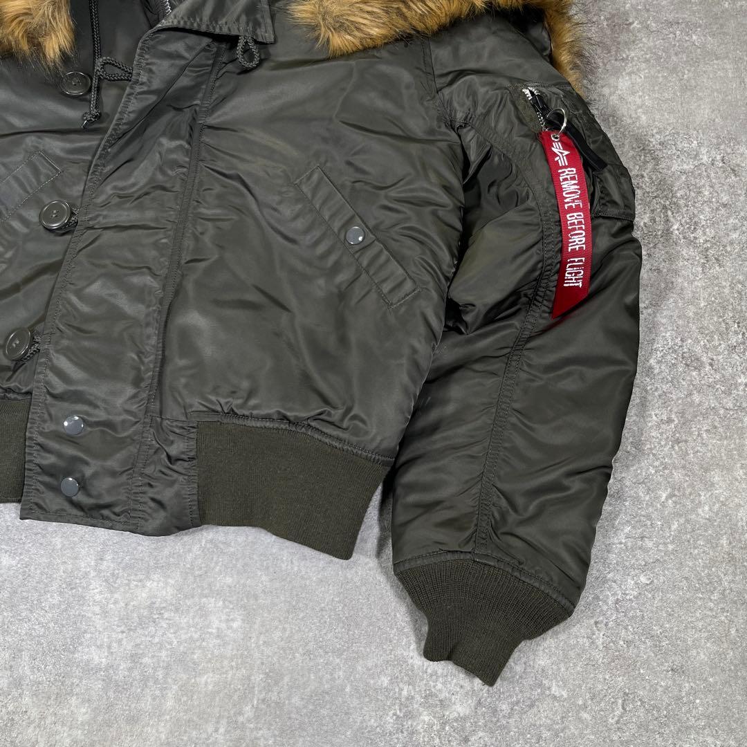 ▼N-2B アルファ　フライトジャケット　M 短丈　オリーブ　ミリタリー　モード