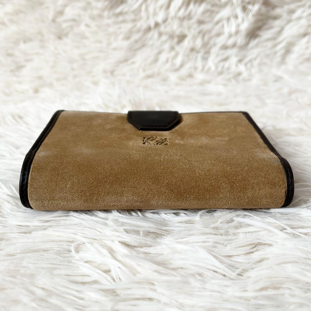 新品未使用✨LOEWE ロエベ　アナグラム　折り財布　スエード　ブラウン