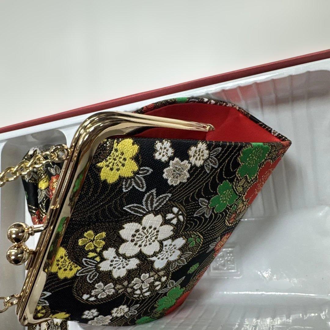 七五三 はこせこセット 花柄　黒 21.0センチ