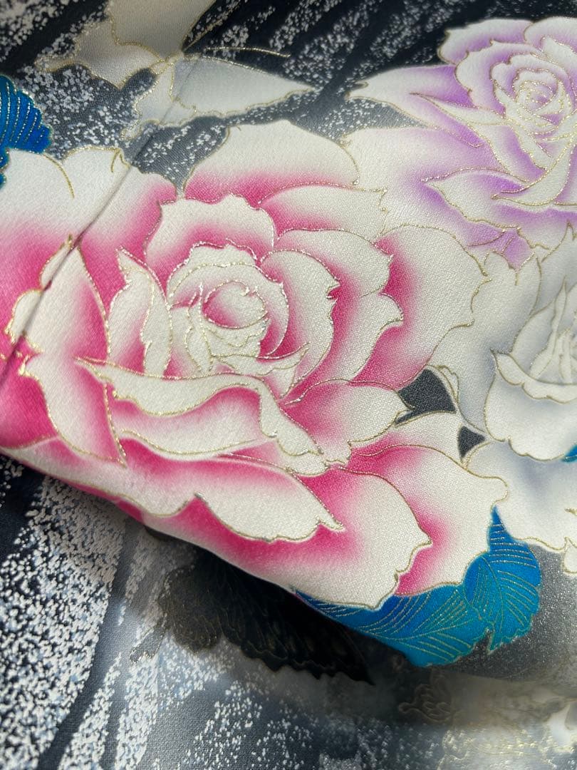 【 最終値下げ 】 豪華振袖５点セット！！　秋山庄太郎　バラに蝶柄　１９３