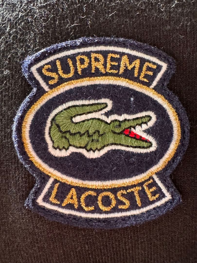 シュプリーム × ラコステ コラボ スウェット パーカー 黒 17SS
