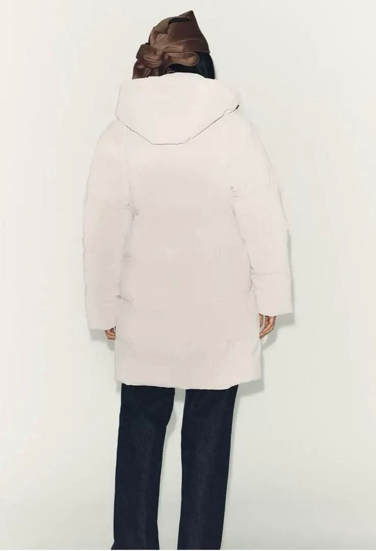 ZARA セミロング丈ラバー加工ウィンド ブレーカーアノラック　L