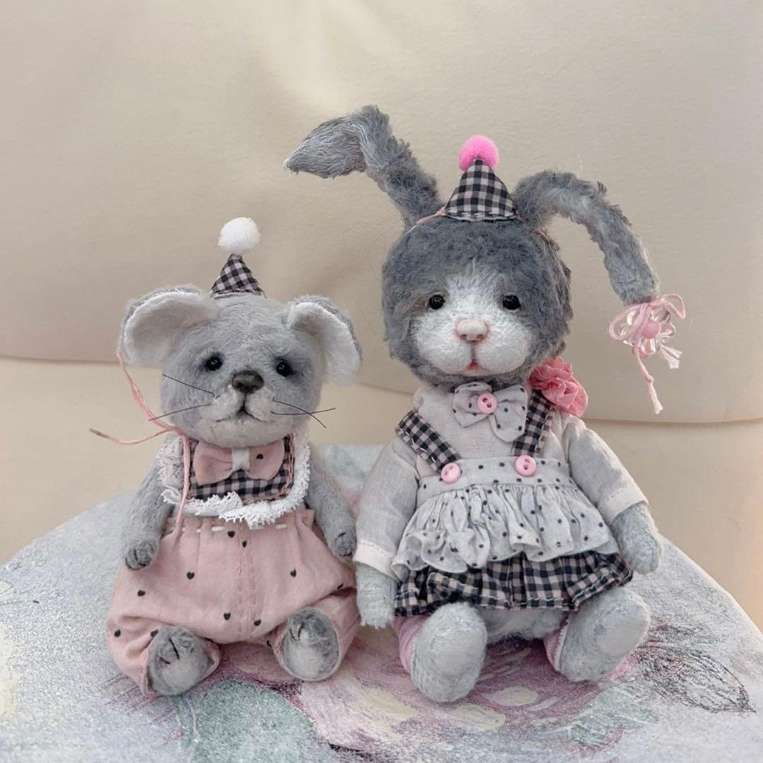 仲良しちゃん うさぎ アーティストベア 海外作家様 ハンドメイド テディベア