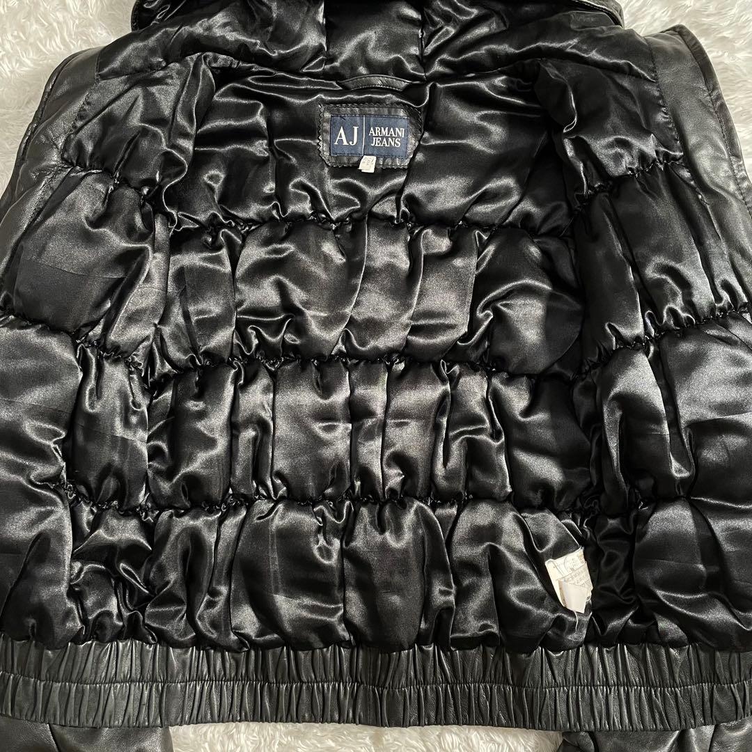 Armani Jeans レザージャケット フーディー パーカー シープスキン