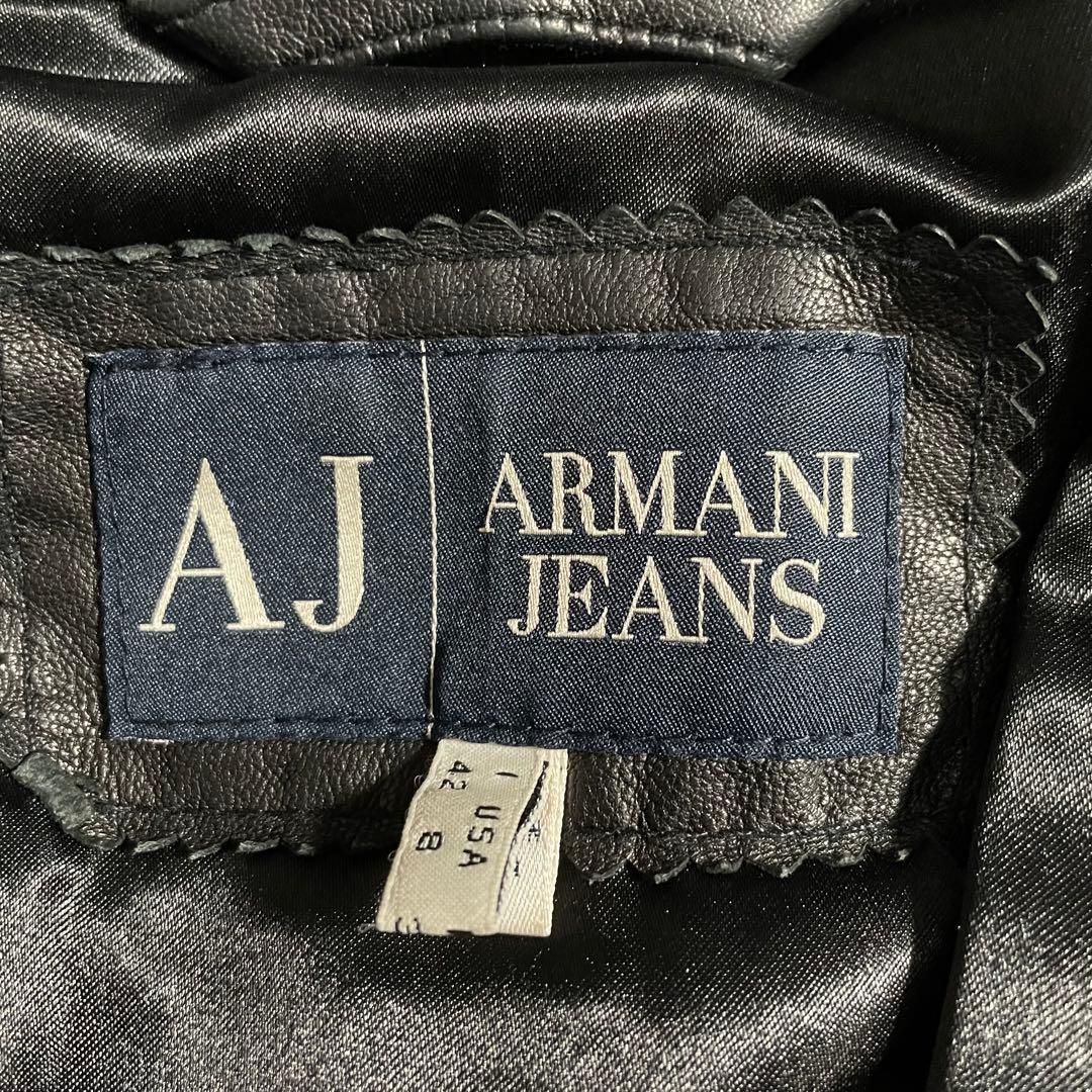 Armani Jeans レザージャケット フーディー パーカー シープスキン