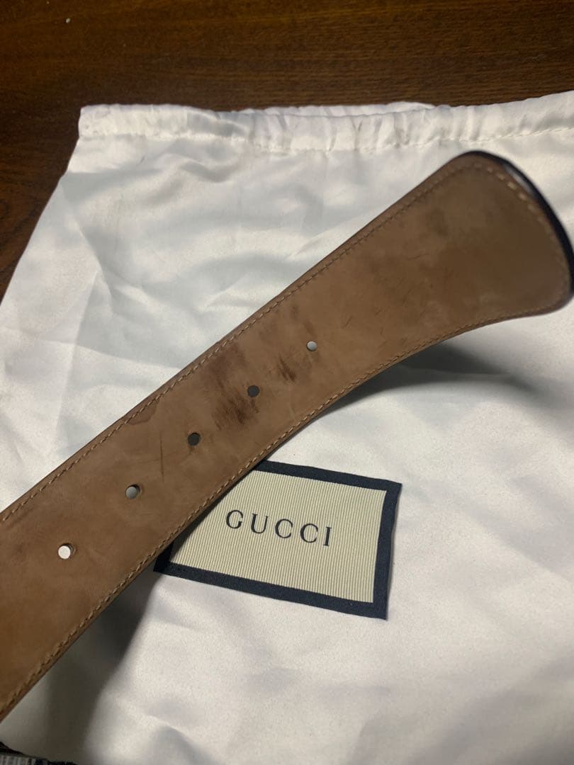 GUCCI ダブルGロゴ グレーレザーベルト