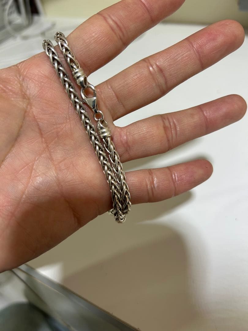 シルバー925 ネックレス　チェーンネックレス　編み込み　シルバーネックレス
