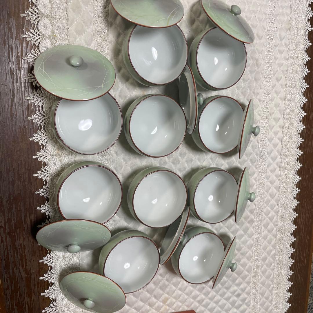 有田焼福幸窯湯呑み茶碗　菓子皿付き茶托 10客分セット