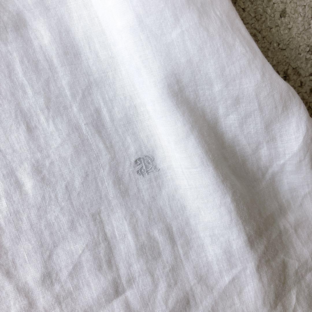 新品タグ付き DRESSTERIOR 麻 リネン ブラウス 半袖 刺繍 ホワイト