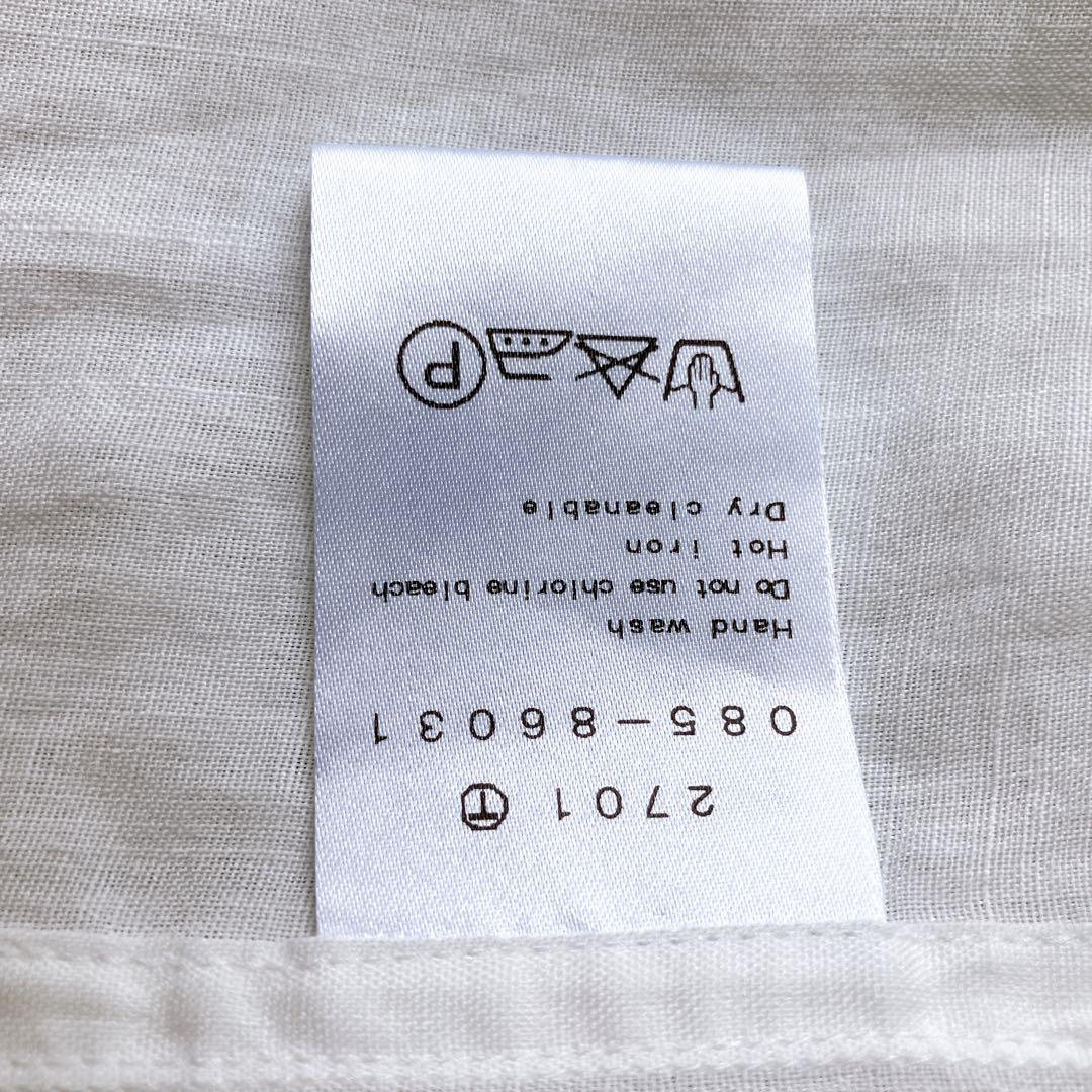 新品タグ付き DRESSTERIOR 麻 リネン ブラウス 半袖 刺繍 ホワイト