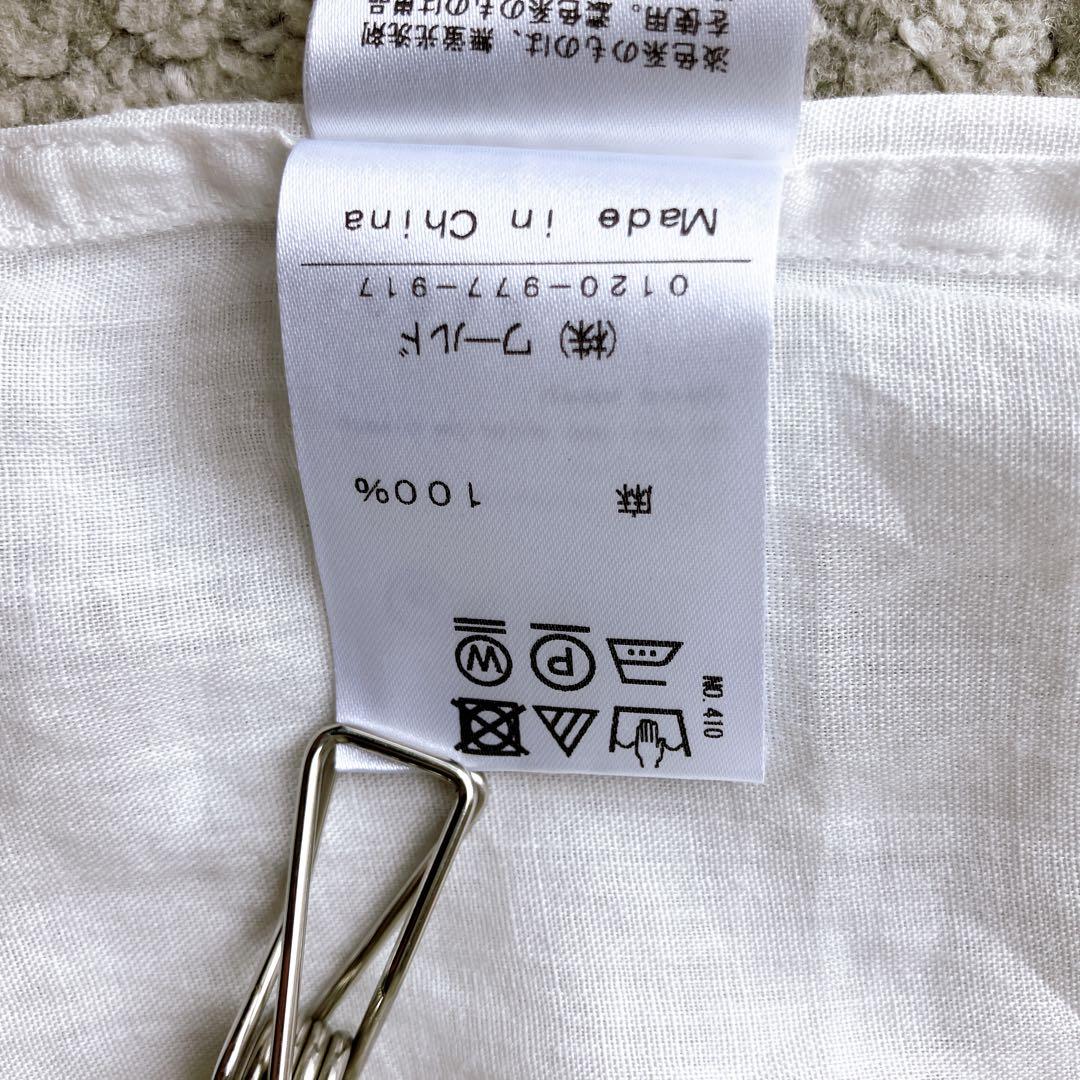 新品タグ付き DRESSTERIOR 麻 リネン ブラウス 半袖 刺繍 ホワイト