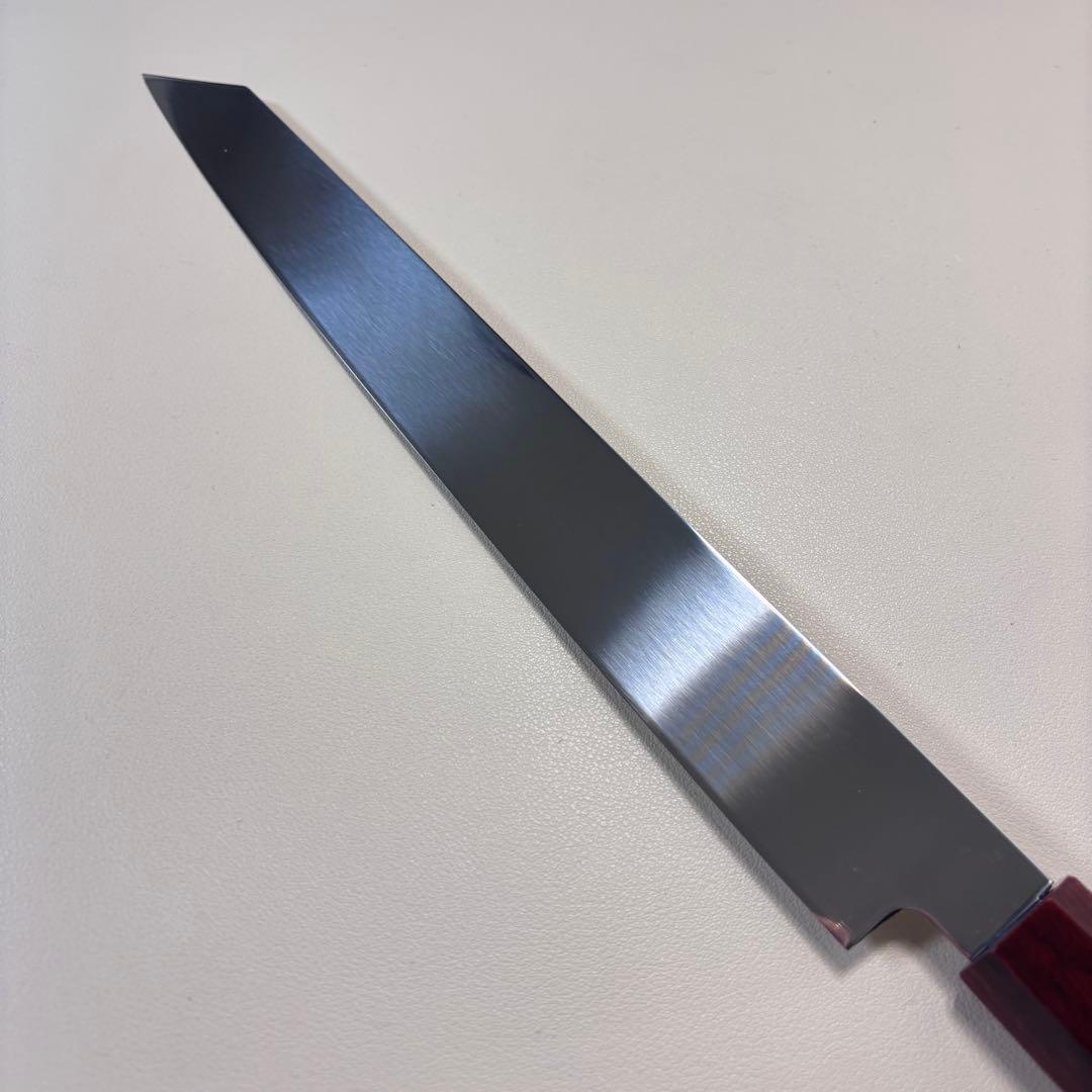 270mm 切付柳刃包丁 鏡面 黒檀紫檀八角柄 刺身包丁 全鋼ༀ