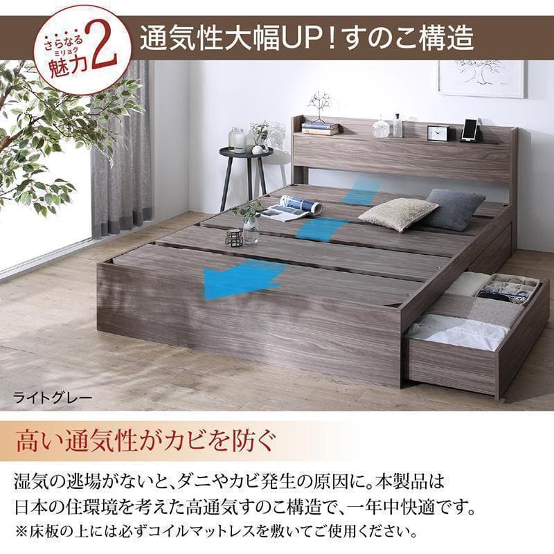 新品 送料込 シングルベッド 棚 コンセント 収納 マットレス付 保証付