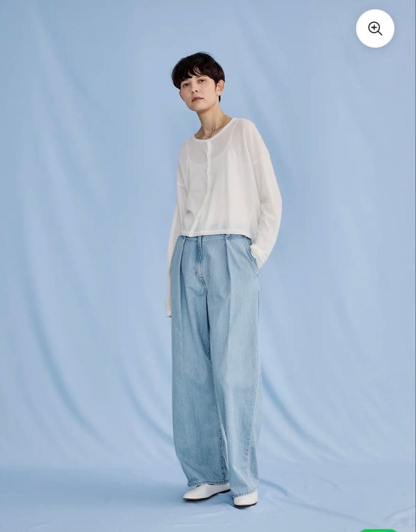 TICCA ライトデニムタックワイドパンツ　ライトブルー　size①