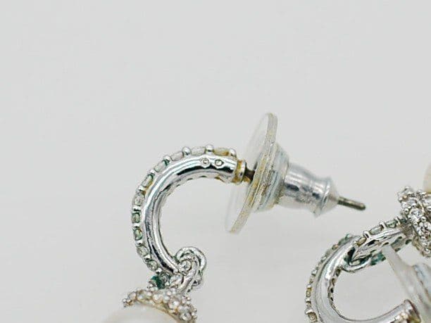 スワロフスキー Swarovski ピアス パヴェクリスタル パール調シルバー系