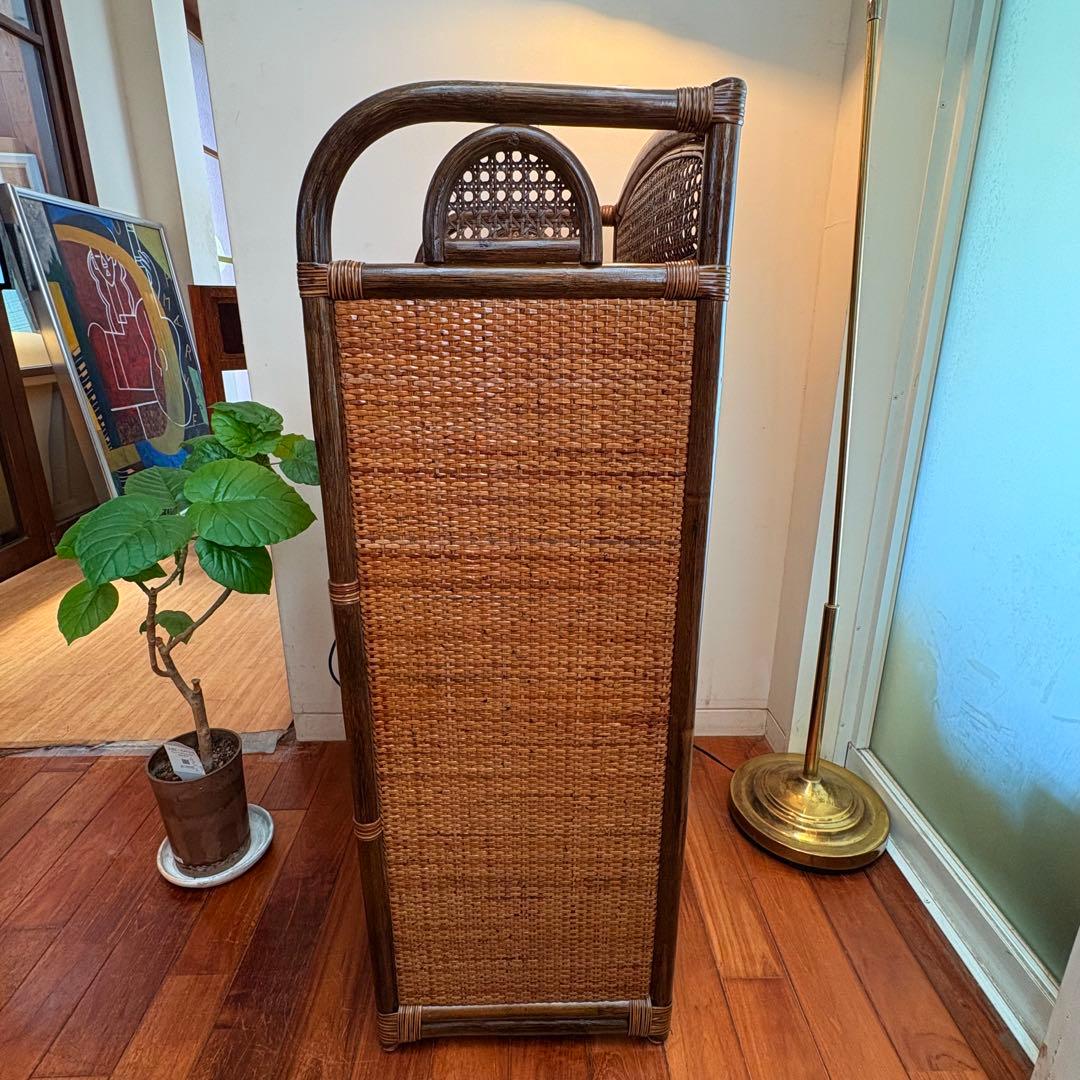 ラタン チェスト 8杯引き出し ヴィンテージ 籐家具 真鍮鋲付き バンブー