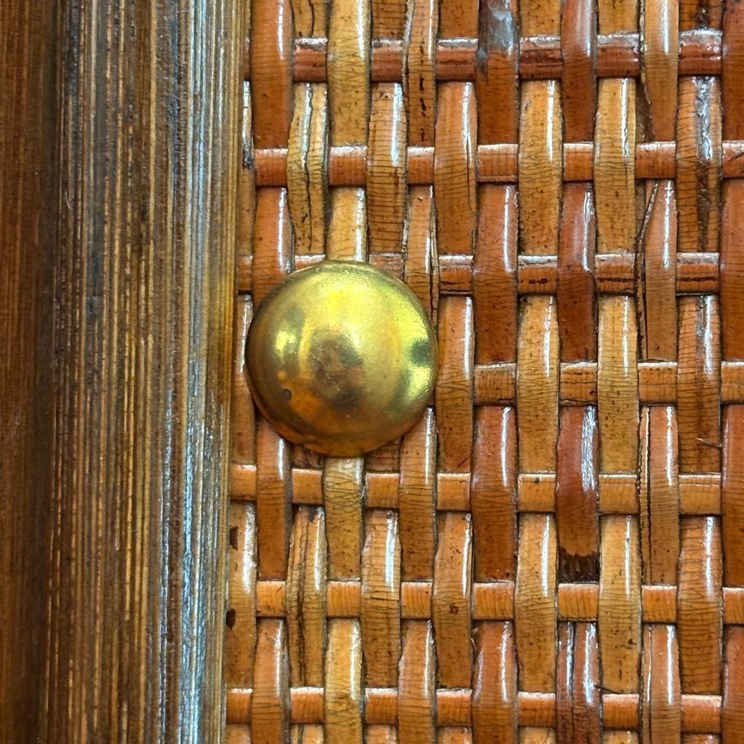 ラタン チェスト 8杯引き出し ヴィンテージ 籐家具 真鍮鋲付き バンブー