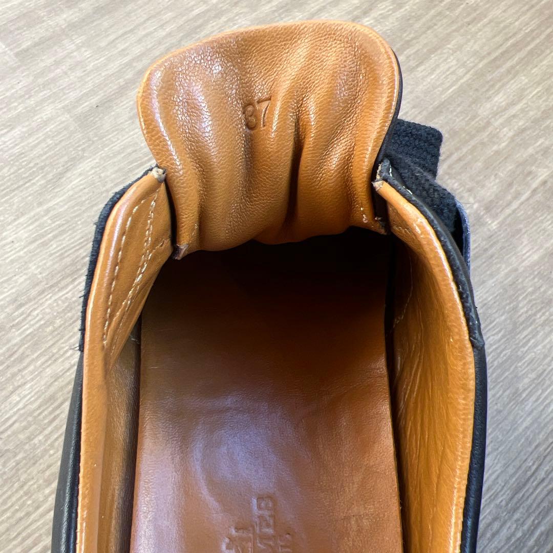 お値下げ！HERMES ブラック レザー スニーカー