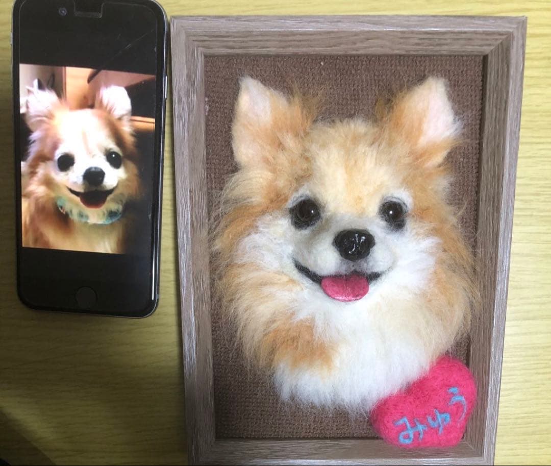 わんこ限定　うちの子プレート　羊毛フェルト作品