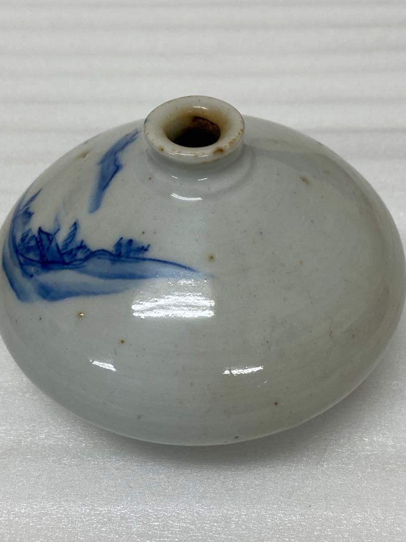 3-3250 骨董　油壺磁器　古平戸染付山水図油壺