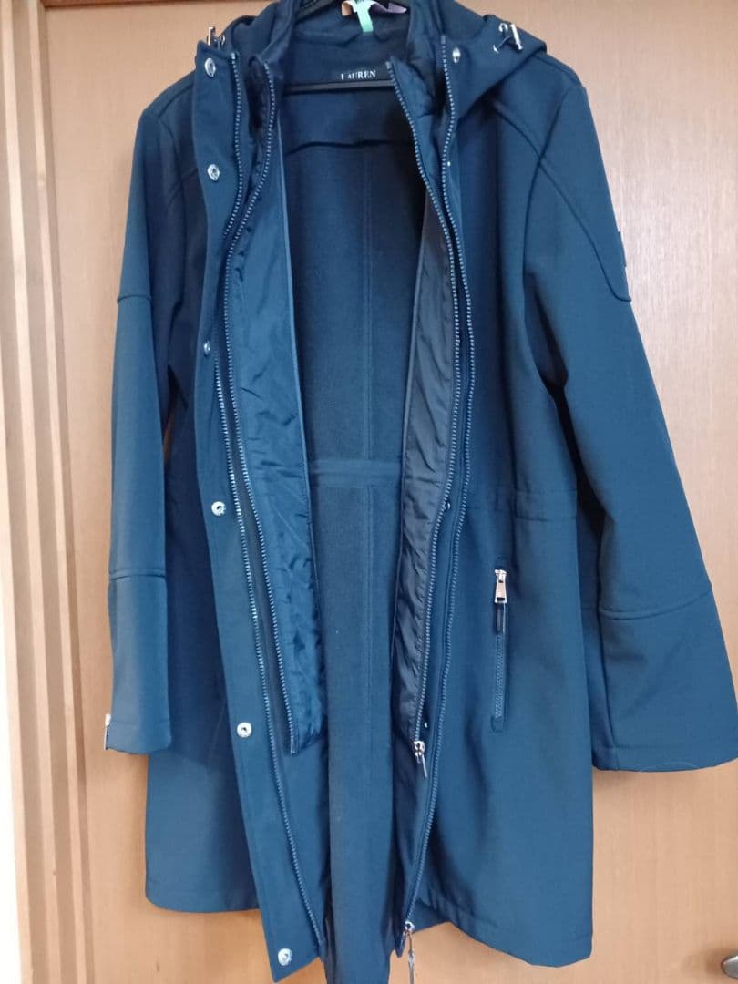 再値下げしました！ラルフローレン ロングコート　Lサイズ　フード　ネイビー　濃紺