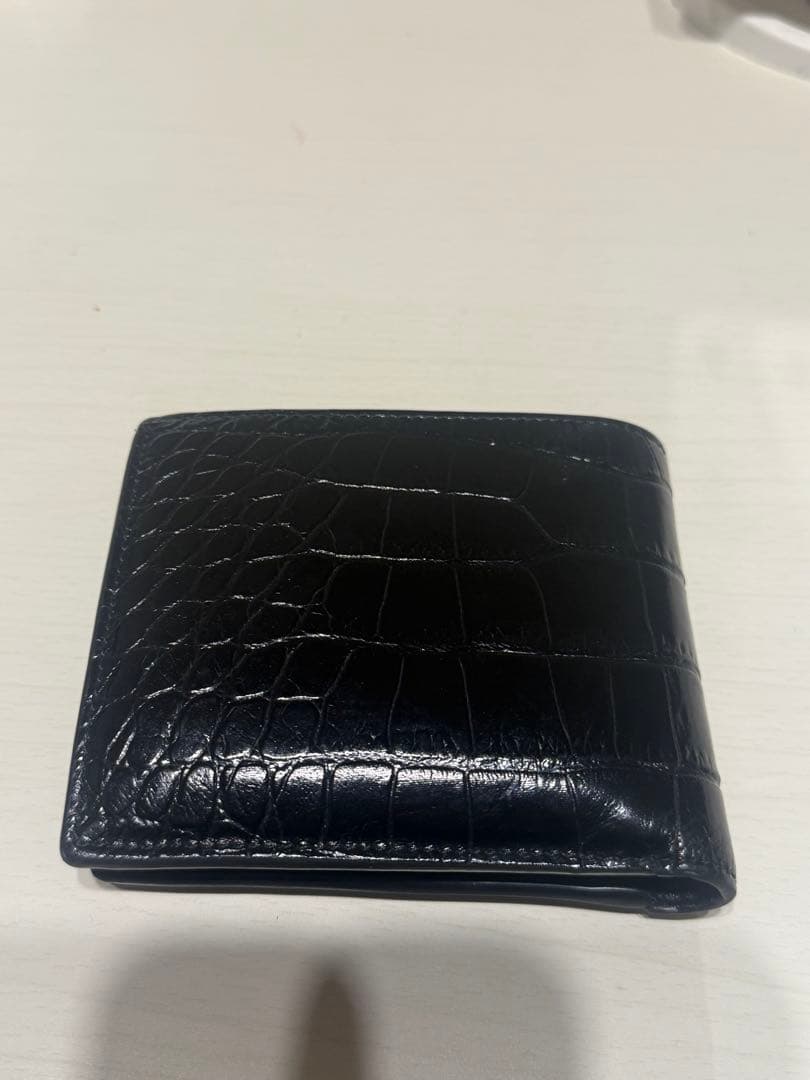 CELINE セリーヌ クロコ メンズ ブラック 二つ折り 財布 小銭入れあり