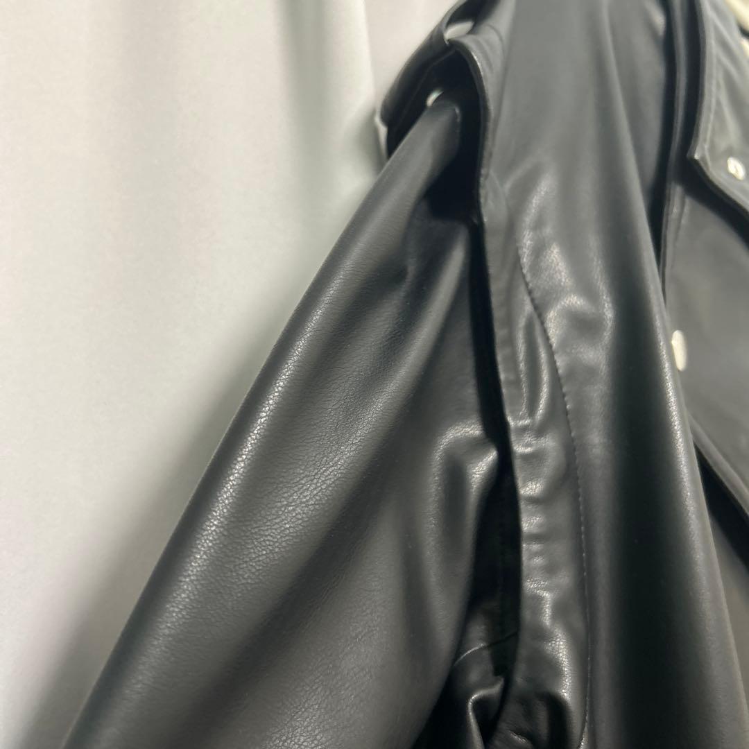 LE CIEL BLEU ブラック レザー ダブルライダース 36