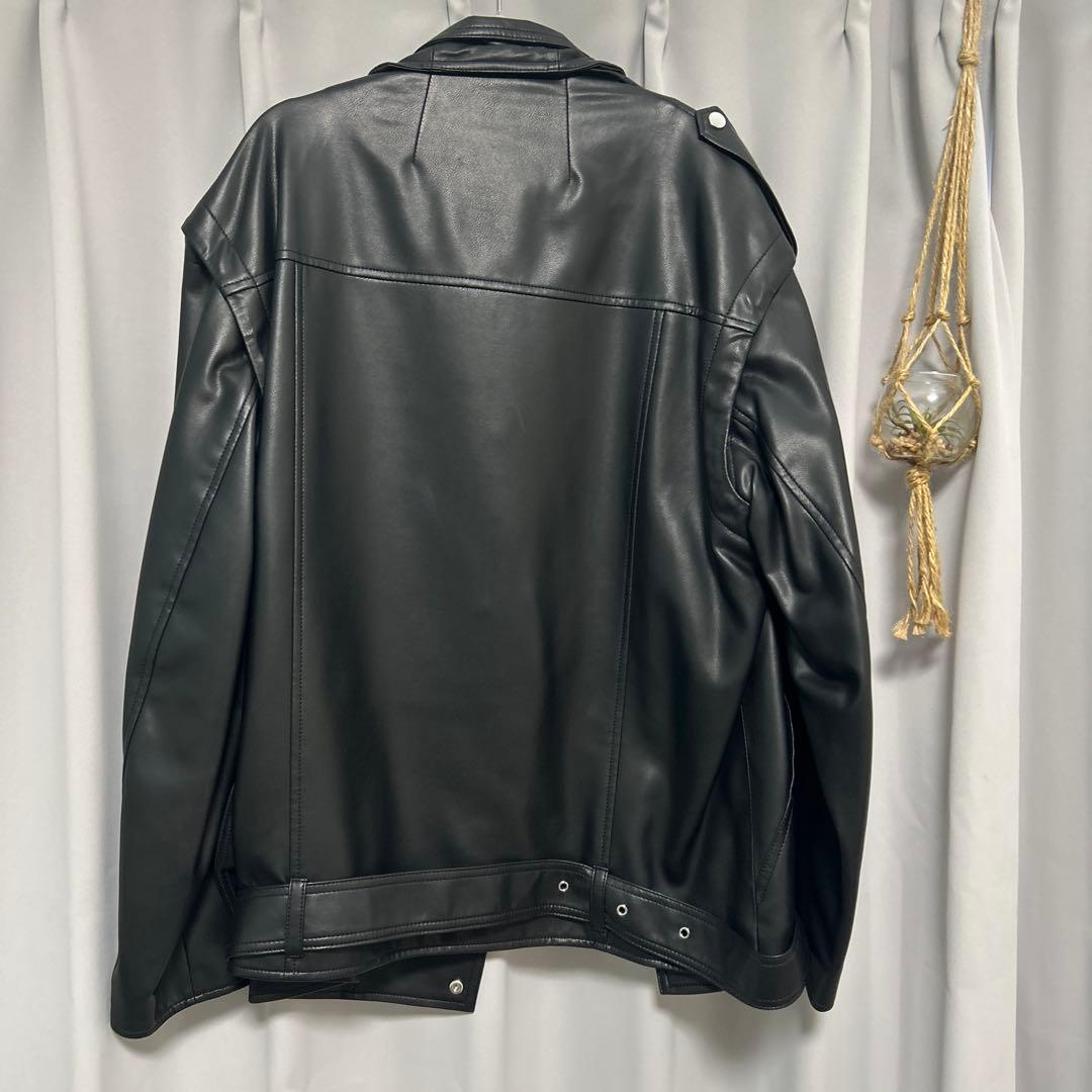 LE CIEL BLEU ブラック レザー ダブルライダース 36