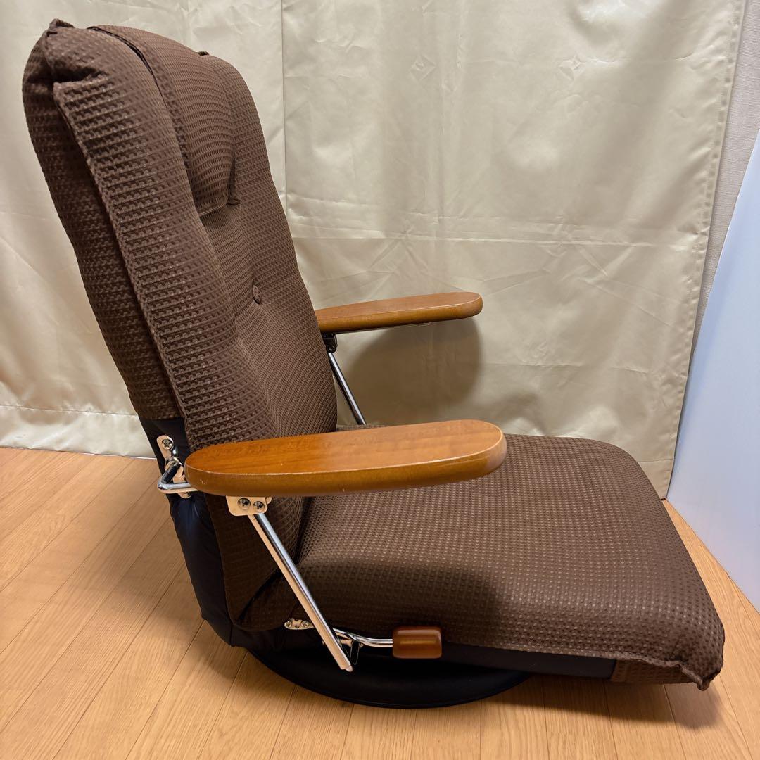 宮武製作所 ポンプ式回転座椅子 UGUISU ブラウン 肘掛け リクライニング