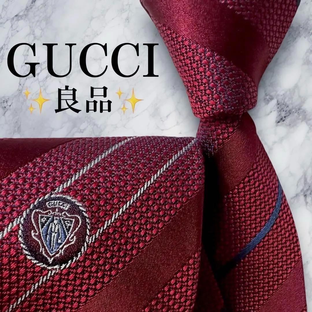 良品✨GUCCI ネクタイ　グッチ　ジャガード　刺繍　ロゴ　かっこいい　【B】