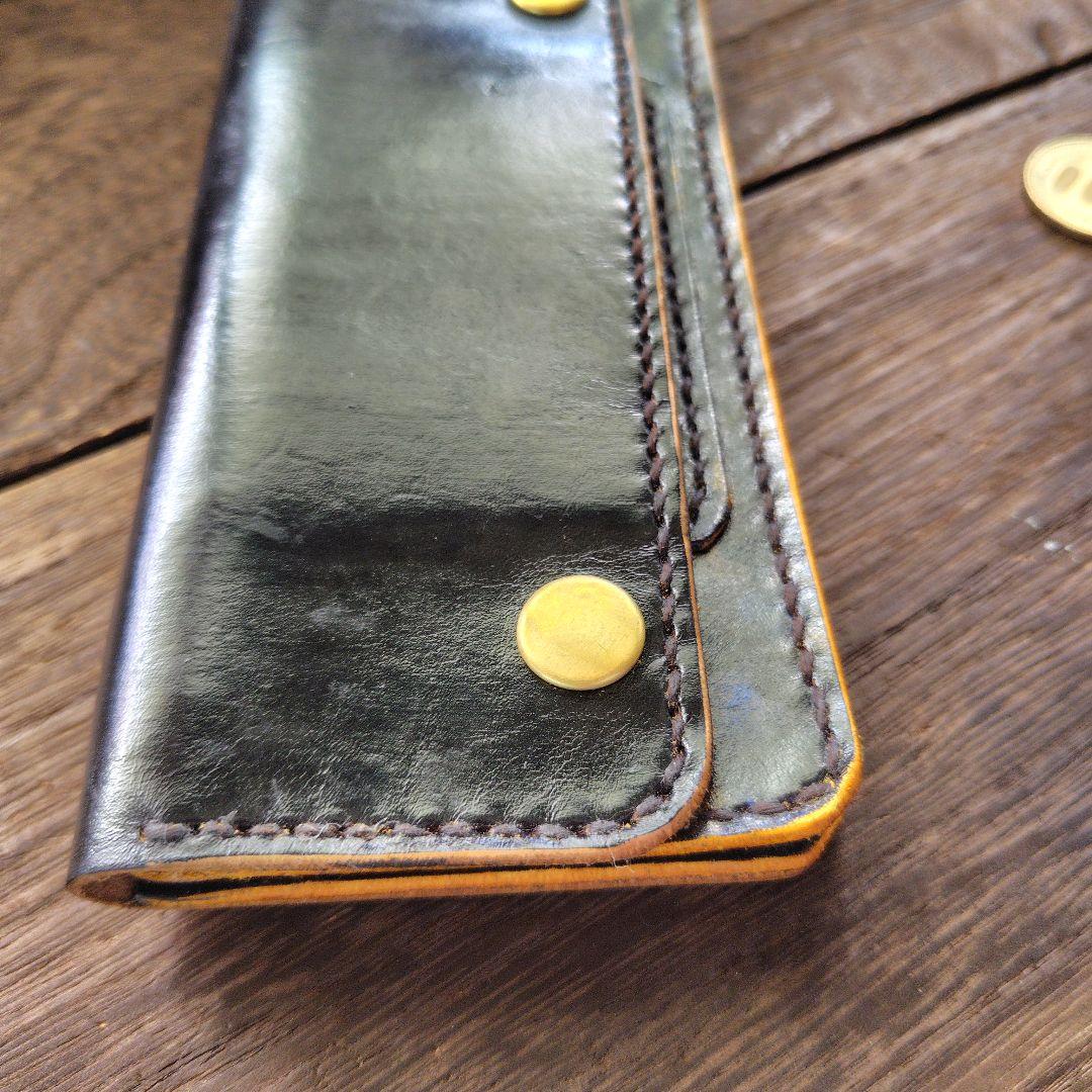 トラッカーウォレット 黒×コズミックブルー 手染め(77)