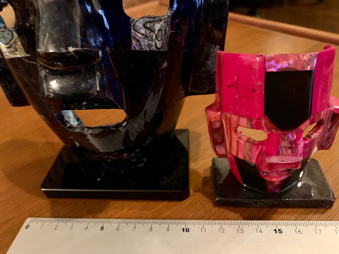 【希少】石仮面の置物（小）ピンク　メキシコ　遺跡関係